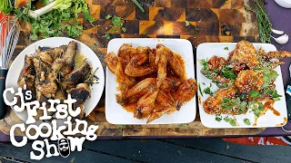 Wings in the Air Fryer 3 Ways - Halloween Edition | CJ's First Cooking Show | Blackstone Griddle