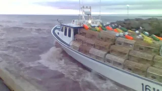 boat smashes wharf setting day  tignish pei canada april 30 2018