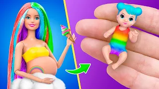 14 DIY Baby Doll Hacks and Crafts / Miniature Rainbow Baby, Cradle, Bottle and More!