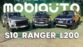 NOVA FORD RANGER encara MITSUBISHI L200 e CHEVROLET S10 em comparativo BRUTO