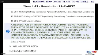 #Atlanta City Council Transportation Committee Meeting: October 27, 2021
