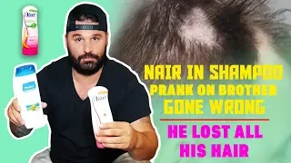 NAIR IN SHAMPOO PRANK GONE WRONG *HE LOST ALL HIS HAIR*