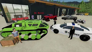 Police chase robber in army tank full of money | Farming Simulator 22