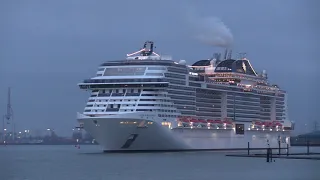 Cruise Ship 'MSC GRANDIOSA' maiden departure from Southampton One Way to Barcelona