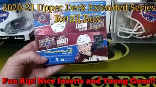 2020-21 Upper Deck Extended Series Hockey Retail Box- Fun Rip Cool Inserts and Young Guns!!