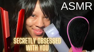 ASMR GIRL WHO IS SECRETLY OBSESSED WITH YOU PLAYS WITH YOUR HAIR IN CLASS 👀👀 #asmr #asmrhair