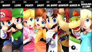 Mario VS Luigi VS Peach VS Daisy VS Dr Mario VS Bowser VS Bowser Jr. VS Rosalina Luma Smash Ultimate