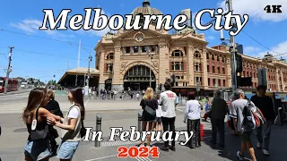 Melbourne City walk in summer 🌞  February 2024/4K Video