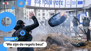 Boze boeren protesteren in Belgische hoofdstad Brussel