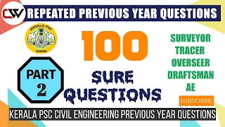 Kerala PSC Civil Engineering REPEATED Questions #2 | TRACER | OVERSEER | DRAFTSMAN | AE | SURVEYOR