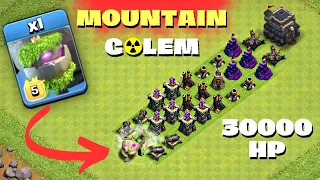 Can Single MOUNTAIN GOLEM Destroy All Town Hall DEFENCE ? #coc