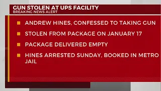 UPS employee arrested for stealing gun while unloading packages