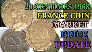 FRANCE 20. CENTIMES 1968 COOPER ALUMINIUM NICKEL COINS MARKET PRICE UPDATE / MV coin,s TV