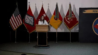 Gov. Sanders delivers remarks at the Arkansas National Guard send-off to the southern border