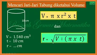 CARA MENGHITUNG JARI-JARI TABUNG JIKA DIKETAHUI VOLUME ||Part 1 #jarijari #tabung