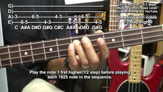 How To Play Amazing Easy 1625 Jazz Walking Bass Guitar Lines & Riffs I VI II V @EricBlackmonGuitar