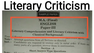 M. A. 2nd year English Literature Model Paper 3rd // Kanpur University // Literary Criticism