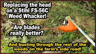 Replacing the Head on a Stihl FS-56C - GrassGator Blade Head Attachment. IS IT BETTER THAN STRING?