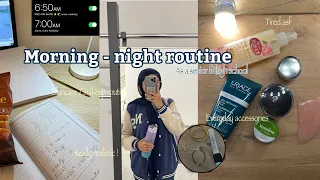 REALISTIC MORNING-NIGHT ROUTINE, as a senior in highschool !🪴| Grwm, studying :/ & more 🎧☁️