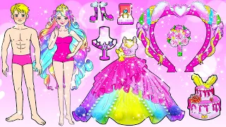 Học Làm Búp Bê Giấy - Rapunzel và Ken Trang Trí Đám Cưới Hồng Cầu Vồng - Câu Chuyện Của Barbie