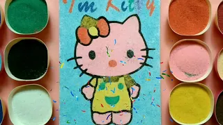 Tô màu tranh cát mèo hello kitty || Coloring hello kitty cat || Hồng Ngát.