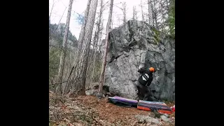 The Dark Knight V4 Lower arrows lake, Castlegar BC bouldering