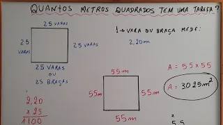 Quantos metros quadrados tem uma tarefa?