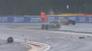 NORRIS MASSIVE CRASH + VETTEL TRYING TO HELP HIM FILMED FROM THE GRANDSTANDS!