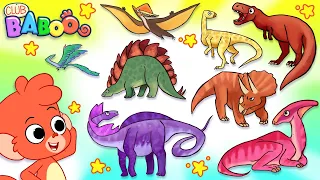 Club Baboo Dinosaurs | LONG 2 HOUR VIDEO | Watch and Learn Dinosaur Names like Brachiosaurus, TRex