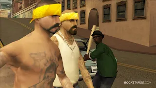 Big Smoke hits a vagos member with a baseball bat - GTA San Andreas