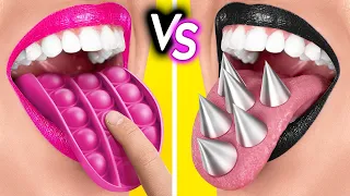 BLACK VS PINK || One Color Food Challenge! ONLY BLACK AND PINK For 24 Hours by 123 GO! CHALLENGE