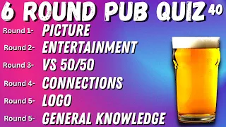 Virtual Pub Quiz 6 Rounds Picture, Entertainment, Missing Words, Music and General Knowledge No.40