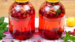 🍒🍓Компот из черешни и клубники на зиму! Фруктово-ягодное Мохито с мятой и лимоном! 🍋