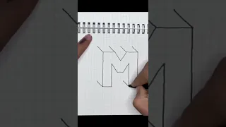 🩸How to make 3d drawings easily - Easy way to Draw 3D letters - Letter M- Easy Art #shorts