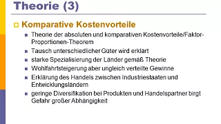 Theoretische Grundlagen zu Außenwirtschaft und Internationale Handelspolitik