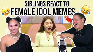 Siblings react to 50 female KPOP idols memes 😂💗✨| REACTION