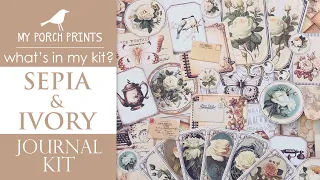 SEPIA & IVORY JOURNAL KIT 🤍| What's In My Kit | My Porch Prints Junk Journal Ideas