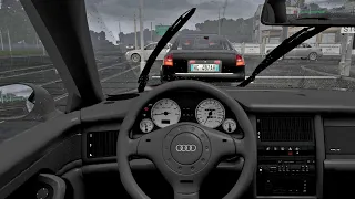 Audi RS2 Avant 1995 - POV DRIVE | City Car Driving | Rainy Drive | Logitech G29