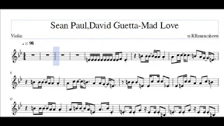 Sean Paul,David Guetta Mad Love Violin sheetmusic