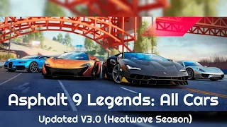 Asphalt 9 Legends All Cars (Class D,C,B,A,S) ↗️Rankwise Updated V 3.0 (Heatwave Season)