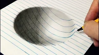 Drawing 3D HemiSphere - Optical Illusion on Line Paper by Vamos