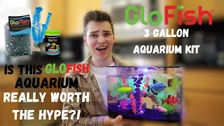 GloFish 3 Gallon Aquarium Kit *UNBOXING, SETUP AND REVIEW* (With Filter and LED Lights)