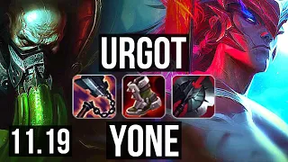 URGOT vs YONE (TOP) | 12/1/3, Legendary, 1.0M mastery | BR Master | v11.19