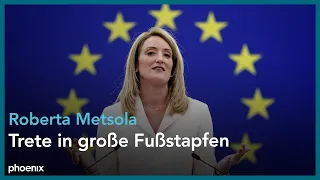 Pressekonferenz von Roberta Metsola (EVP) nach ihrer Wahl zur EU-Parlamentspräsidentin am 18.01.22