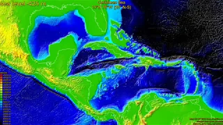 Caribbean Sea, sea level change 0 - -4000 m