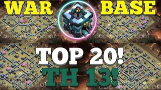 TH13 TOP 20 New War Base With Link | Anti 2 star war base 2024 | Clash of Clans