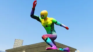 GTA 5 Rainbow Spiderman Parkour Jumps Fails (Euphoria physics & Ragdolls) #39