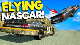 We Raced FLYING NASCAR Stock Cars Down a Mountain?! - BeamNG Multiplayer Mod Gameplay