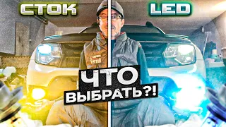 Замена ПТФ на Рено Дастер. LED (светодиоды) 2-х режимные или СТОК??? #Дастер Про