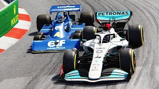 Mercedes F1 2022 W13 vs Tyrrell P34 Jody Scheckter